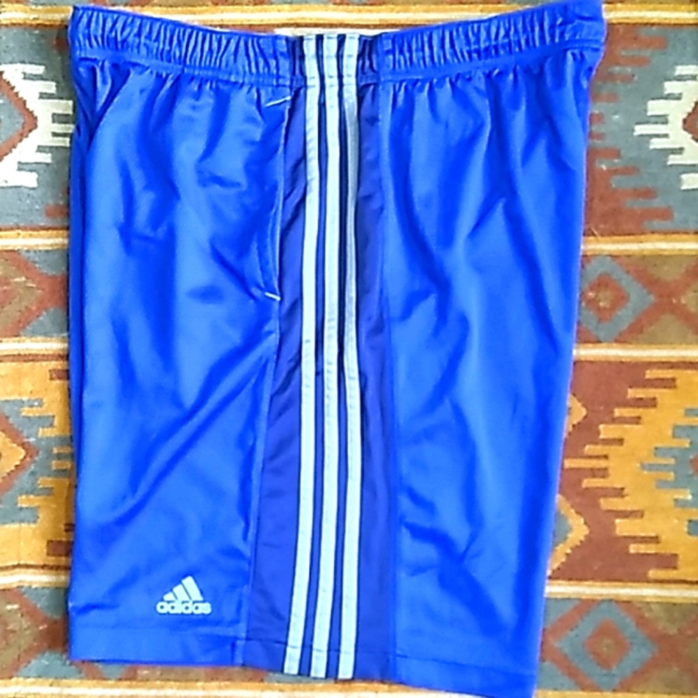 ADIDAS climalite elastic drawstring waist cobalt athletic shorts with pockets XL